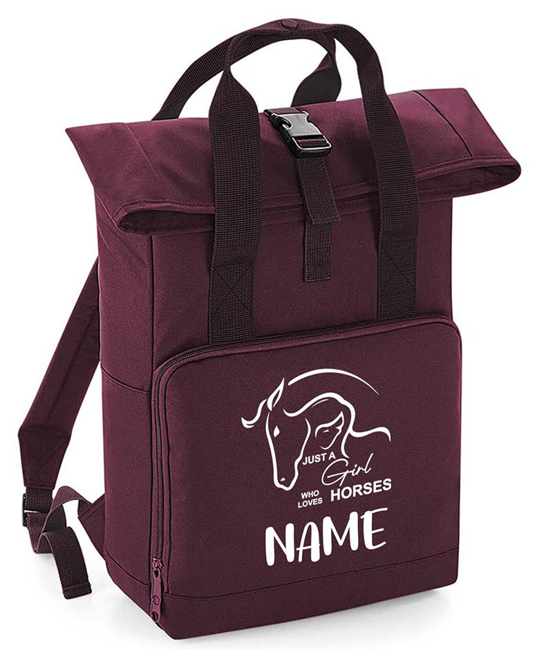 Personalised  Equestrian Backpack with Your Name Twin Handle Roll-Top Backpack