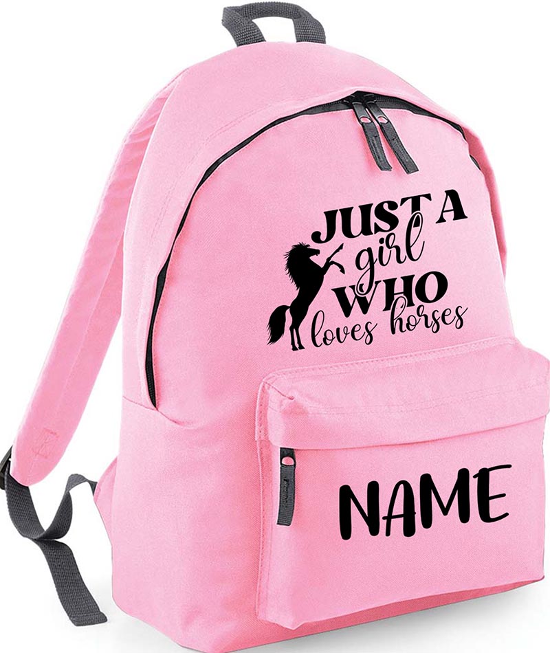 Personalised Equestrian School Backpack Bag Any Name Text Kids PE Kit Girls Boys Gift