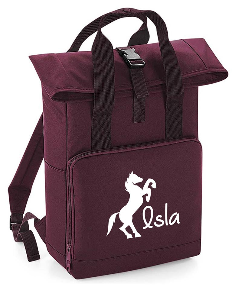 Personalised  Equestrian Backpack with Your Name Twin Handle Roll-Top Backpack