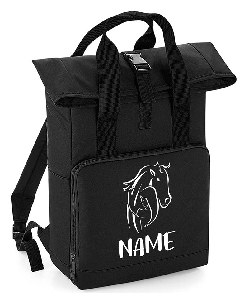 Personalised  Equestrian Backpack with Your Name Twin Handle Roll-Top Backpack