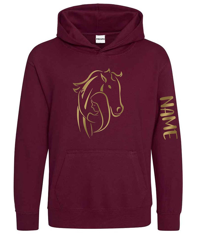 Personalised Equestrian Glitter Hoodie Custom Printed Name Girls Hoodies Jumper