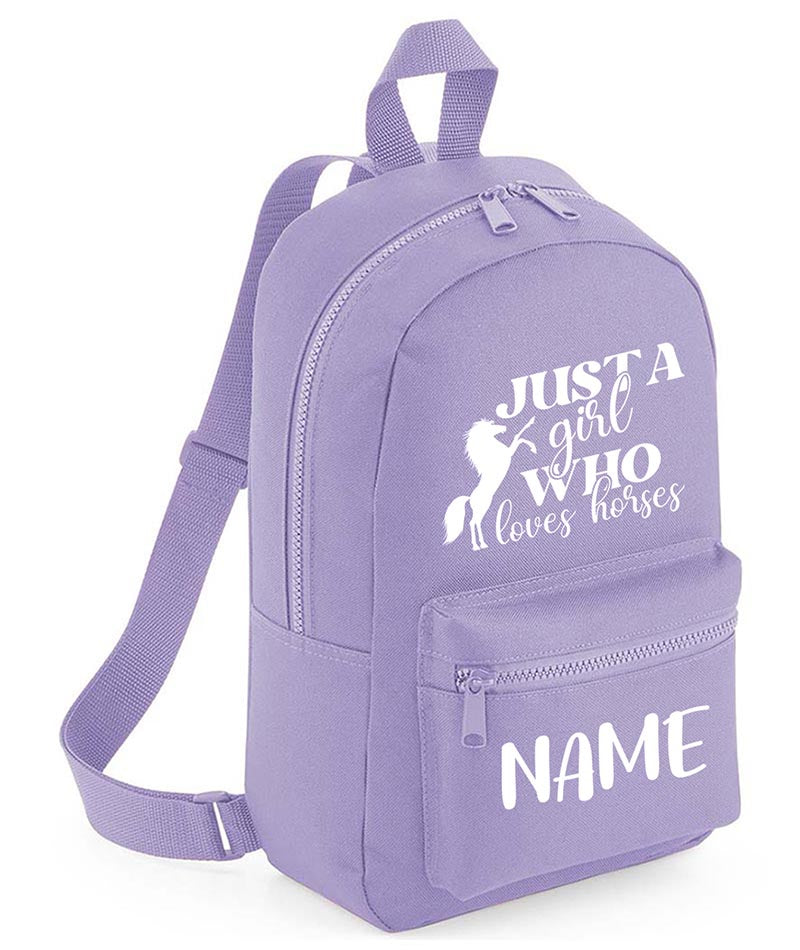 Personalised Girls Backpack Equestrian Bag Mini School PE Club Nursery Any Name Rucksack