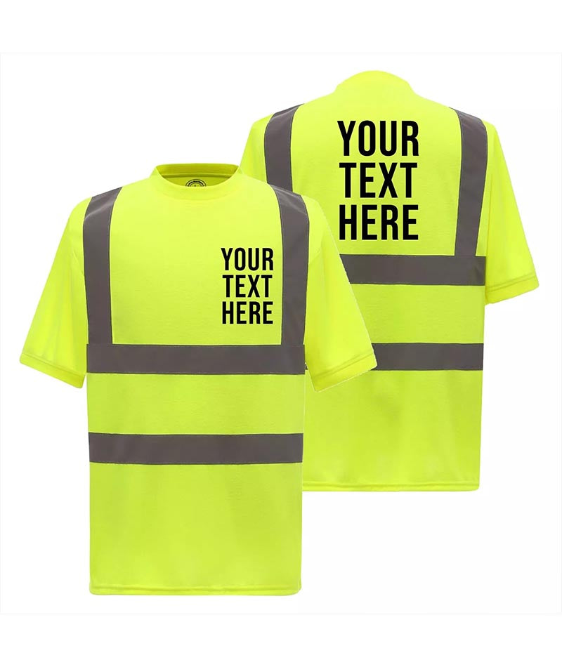 Personalised Yellow Orange Printed hi-vis Visibility Safety T-shirts