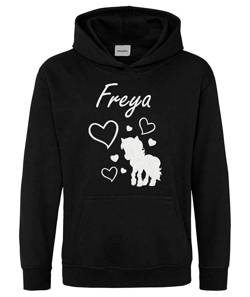 Personalised Unicorn Glitter Hoodie Custom Printed Name Girls Hoodies Jumper