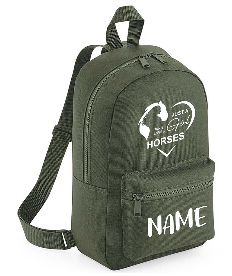 Personalised Girls Backpack Equestrian Bag Mini School PE Club Nursery Any Name Rucksack