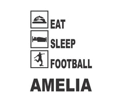 Eat Sleep Football Sticker - Personalised With Your Name