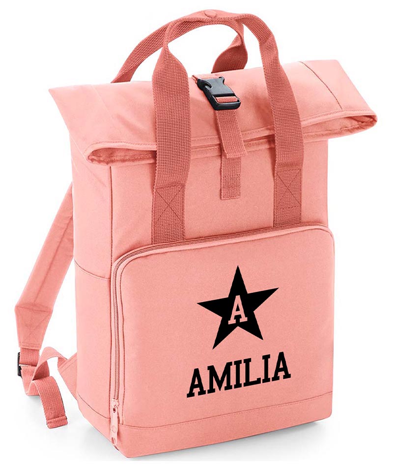 Personalised Star Backpack with Your Name Twin Handle Roll-Top Backpack