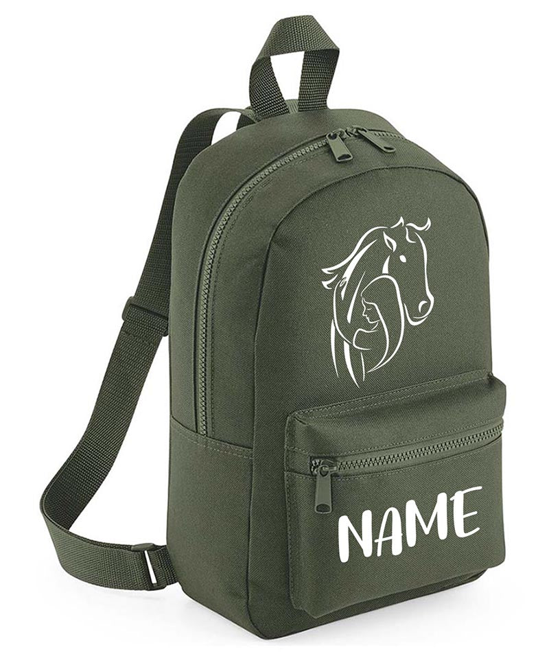 Personalised Girls Backpack Equestrian Bag Mini School PE Club Nursery Any Name Rucksack