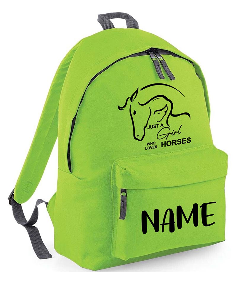 Personalised Equestrian School Backpack Bag Any Name Text Kids PE Kit Girls Boys Gift