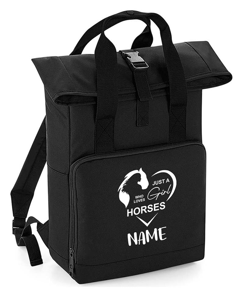 Personalised  Equestrian Backpack with Your Name Twin Handle Roll-Top Backpack