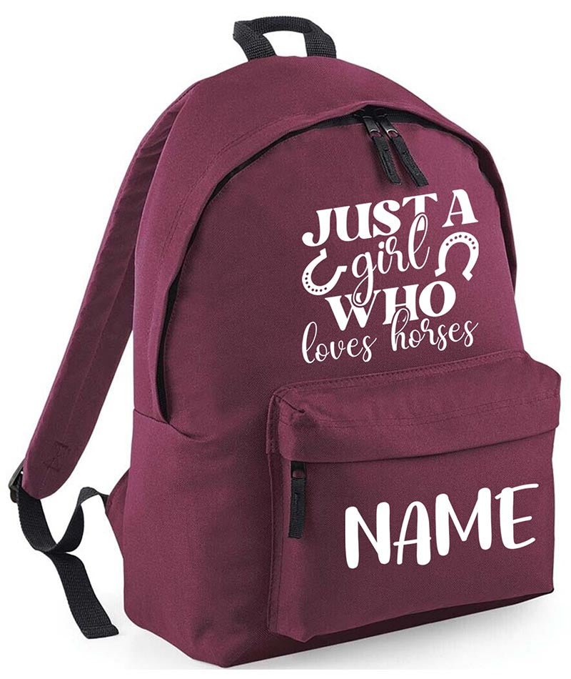 Personalised Equestrian School Backpack Bag Any Name Text Kids PE Kit Girls Boys Gift