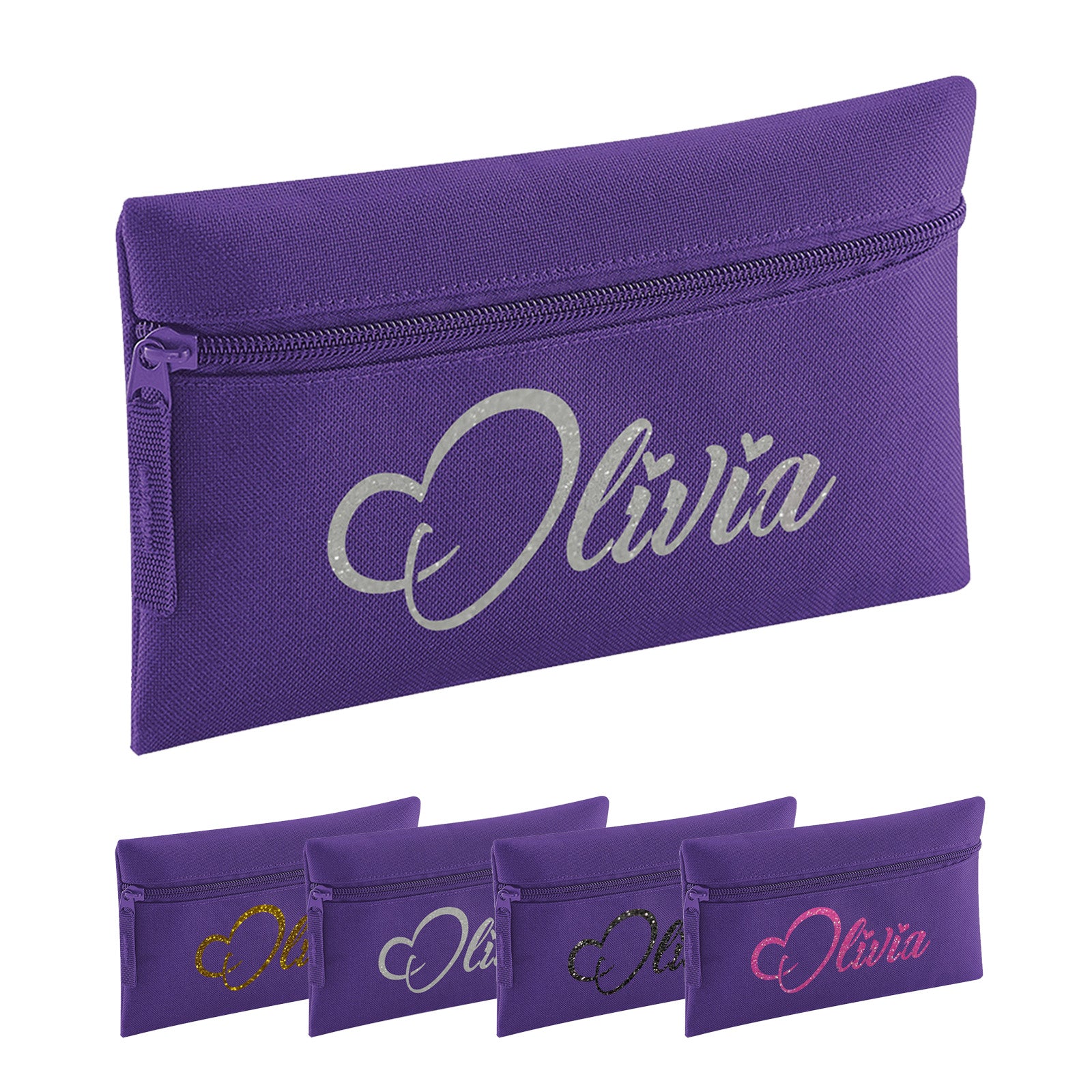 Personalised Pencil Case with Glitter Name School Equipment Pens Bag Case Best Gift