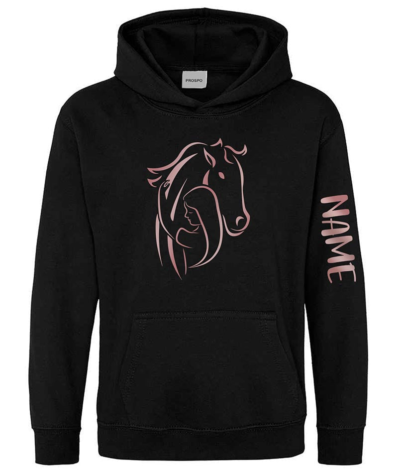 Personalised Equestrian Glitter Hoodie Custom Printed Name Girls Hoodies Jumper