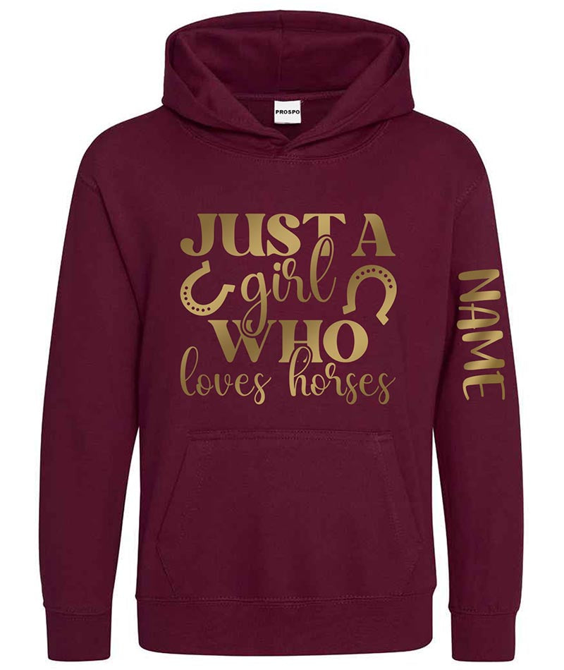 Personalised Equestrian Glitter Hoodie Custom Printed Name Girls Hoodies Jumper