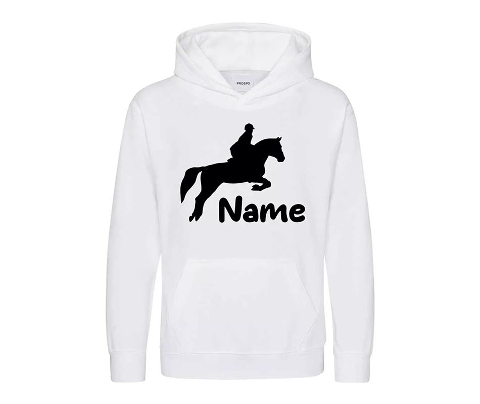 Personalised Glitter Horse Riding Hoodie Girls Boys Hoody Kids Top Jumper