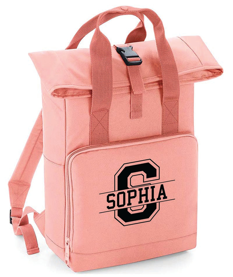 Personalised Backpack with Your Name Twin Handle Roll-Top Backpack