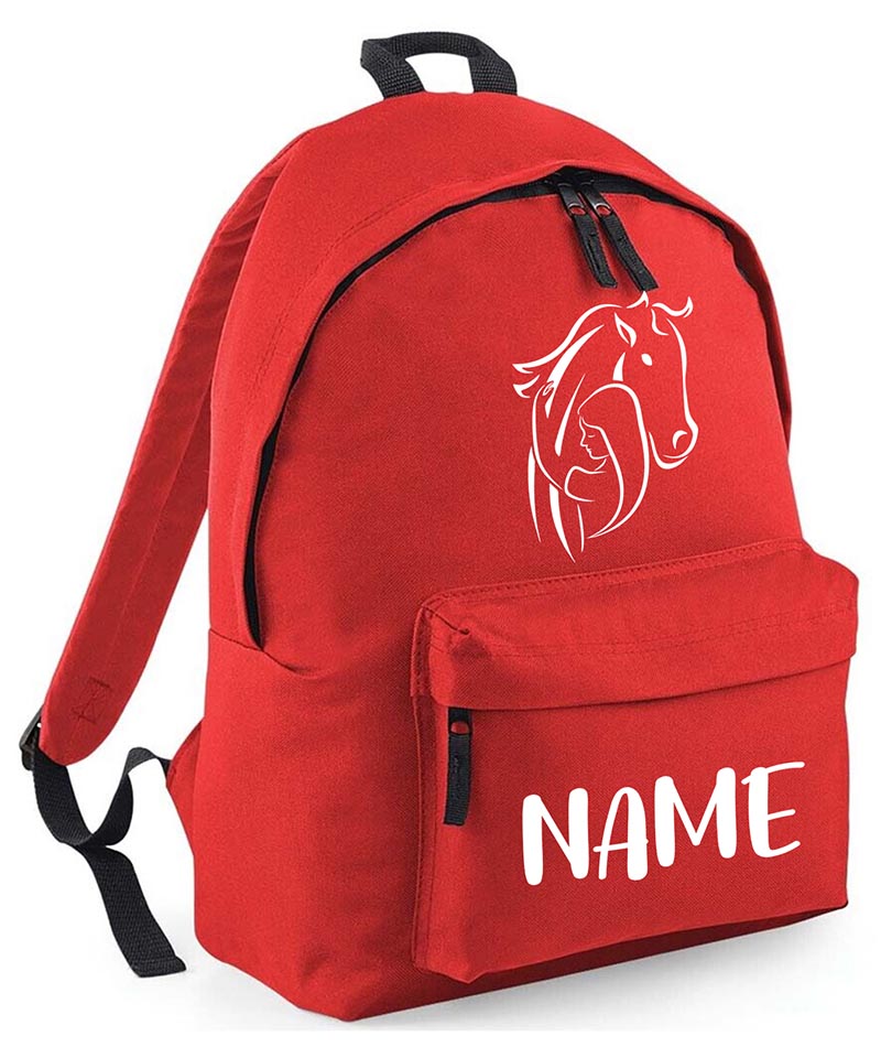 Personalised Equestrian School Backpack Bag Any Name Text Kids PE Kit Girls Boys Gift