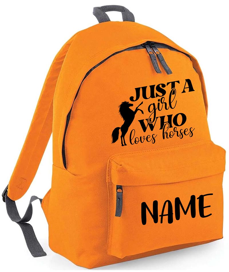 Personalised Equestrian School Backpack Bag Any Name Text Kids PE Kit Girls Boys Gift