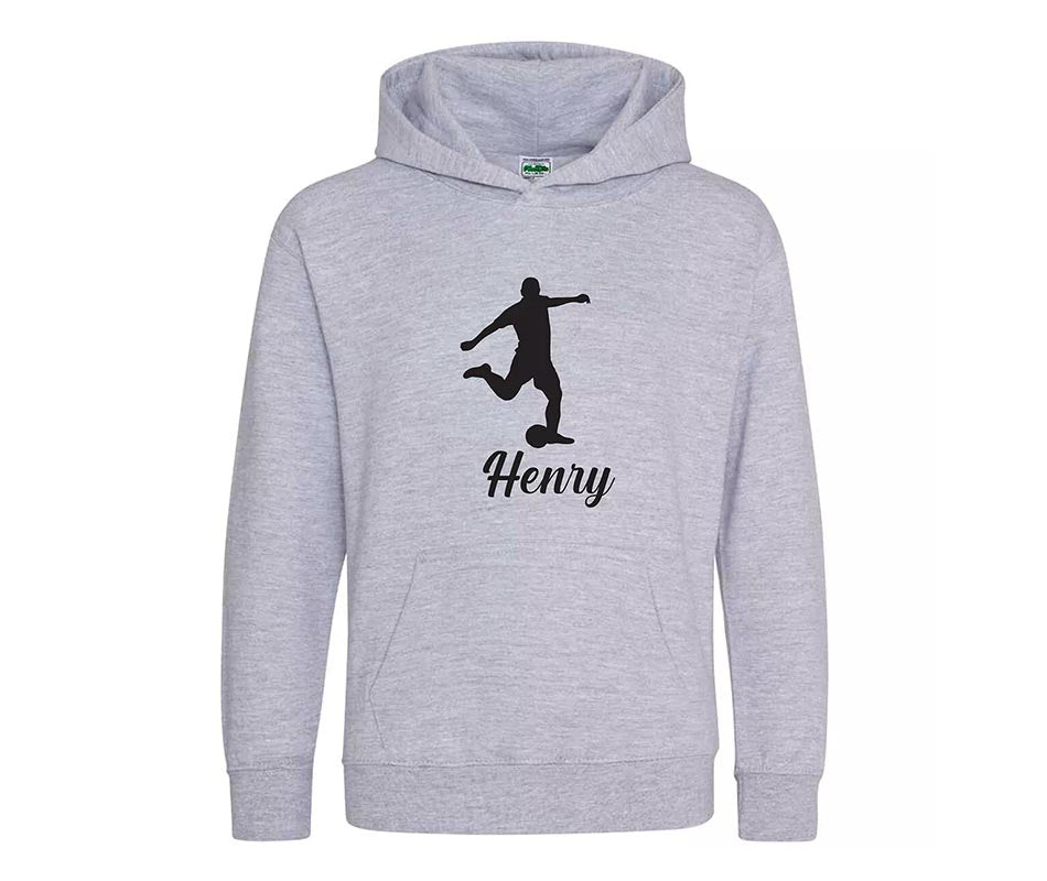 Children Personalised Football Player Hoodie Custom Printed Name Hoody