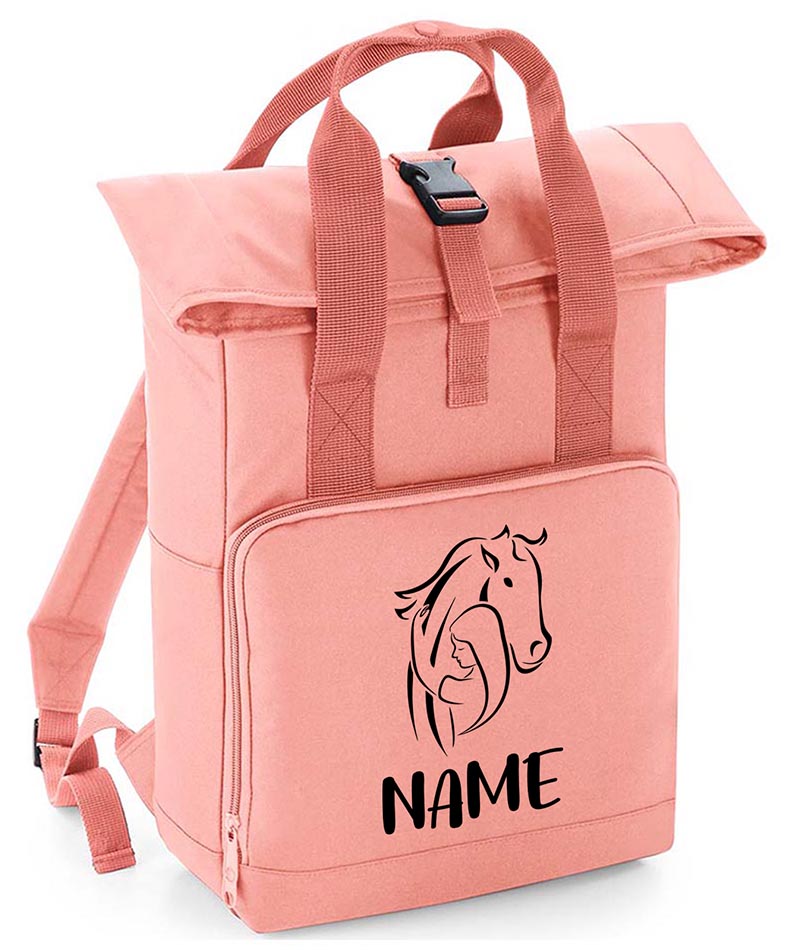 Personalised  Equestrian Backpack with Your Name Twin Handle Roll-Top Backpack