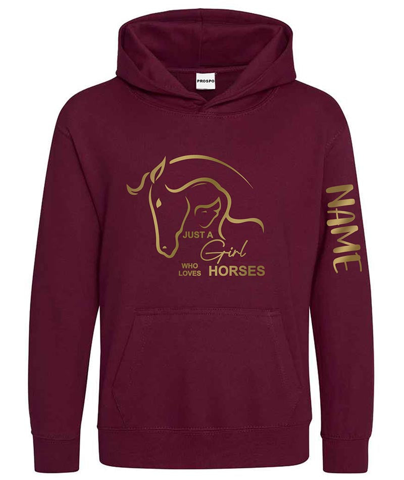 Personalised Equestrian Glitter Hoodie Custom Printed Name Girls Hoodies Jumper