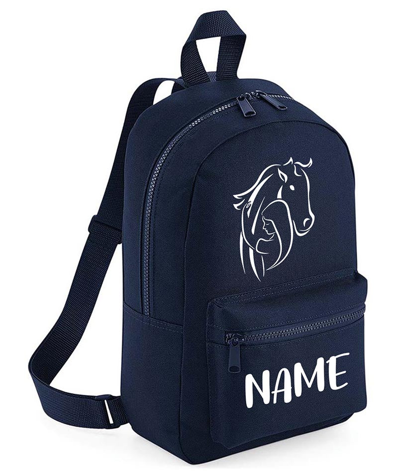 Personalised Girls Backpack Equestrian Bag Mini School PE Club Nursery Any Name Rucksack