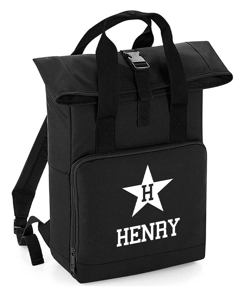 Personalised Star Backpack with Your Name Twin Handle Roll-Top Backpack