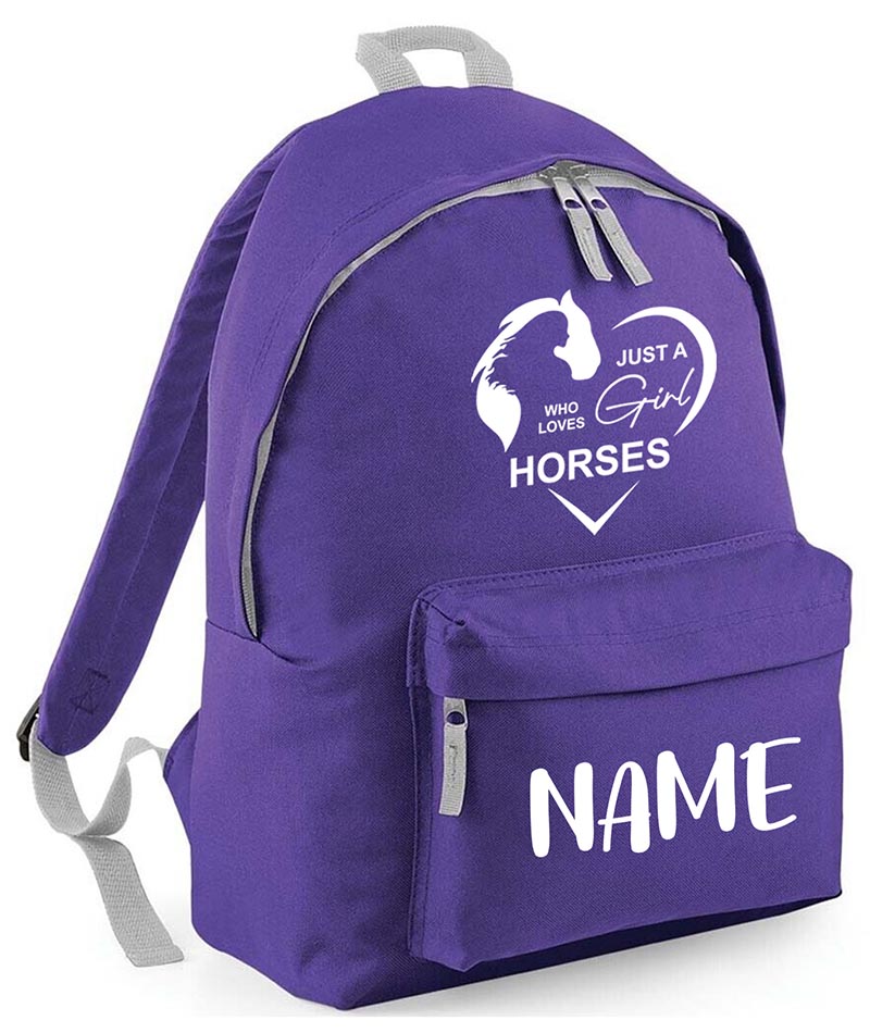 Personalised Equestrian School Backpack Bag Any Name Text Kids PE Kit Girls Boys Gift