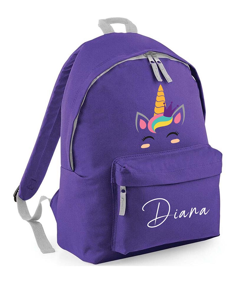 Personalised unicorn School Backpack Bag Any Name Text Kids PE Kit Girls Boys Gift