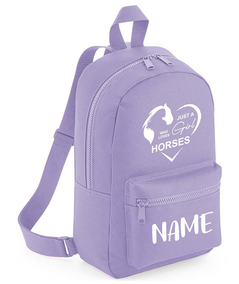 Personalised Girls Backpack Equestrian Bag Mini School PE Club Nursery Any Name Rucksack