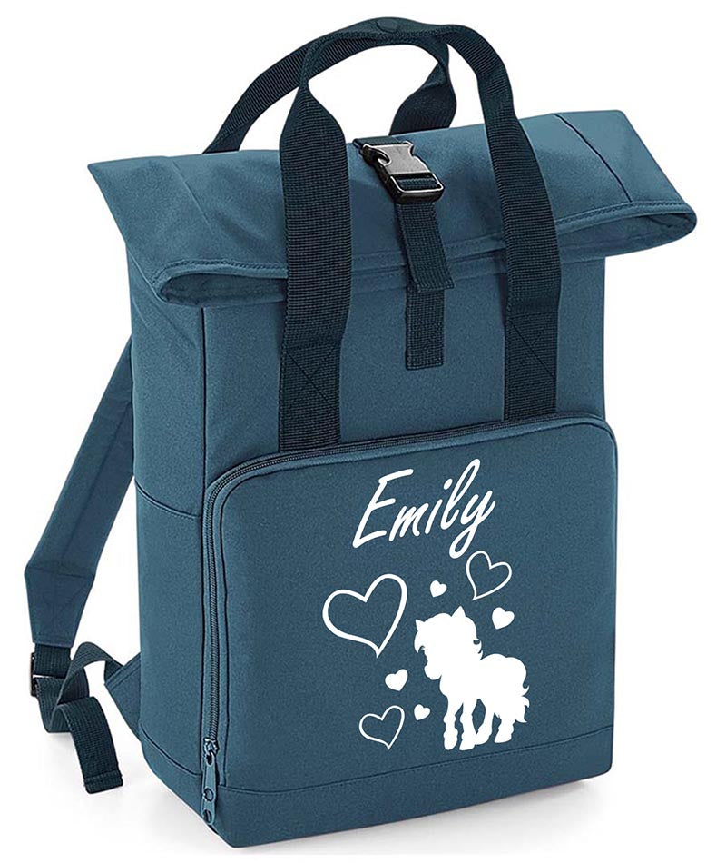 Personalised Unicorn Backpack with Your Name Twin Handle Roll-Top Backpack