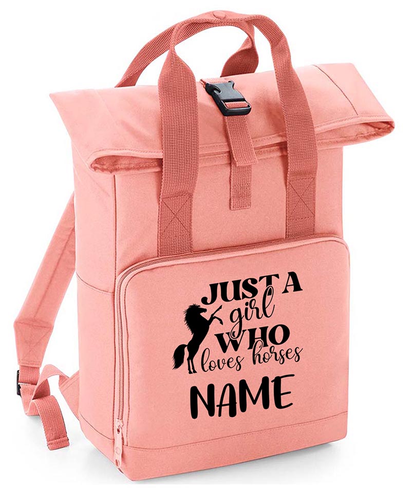 Personalised  Equestrian Backpack with Your Name Twin Handle Roll-Top Backpack