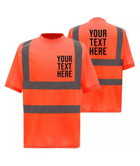 Personalised Yellow Orange Printed hi-vis Visibility Safety T-shirts