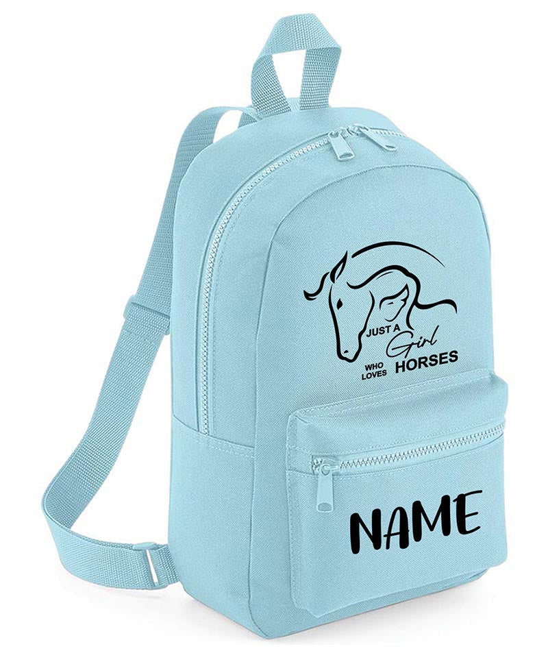 Personalised Girls Backpack Equestrian Bag Mini School PE Club Nursery Any Name Rucksack