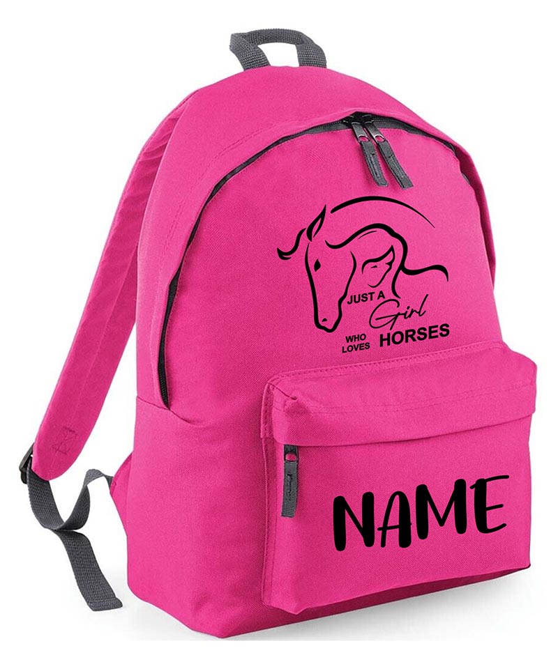 Personalised Equestrian School Backpack Bag Any Name Text Kids PE Kit Girls Boys Gift