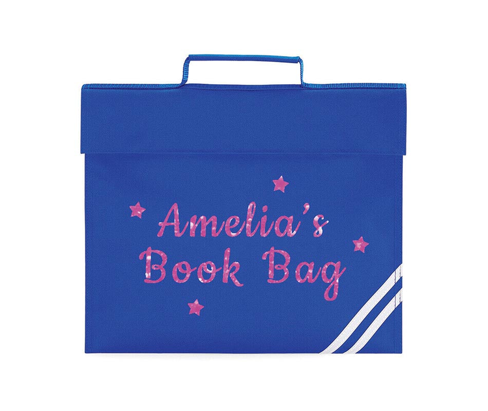 Personalised Book Bag Back To School Any Name Glitter Childrens Girls PE Gift