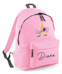 Personalised unicorn School Backpack Bag Any Name Text Kids PE Kit Girls Boys Gift