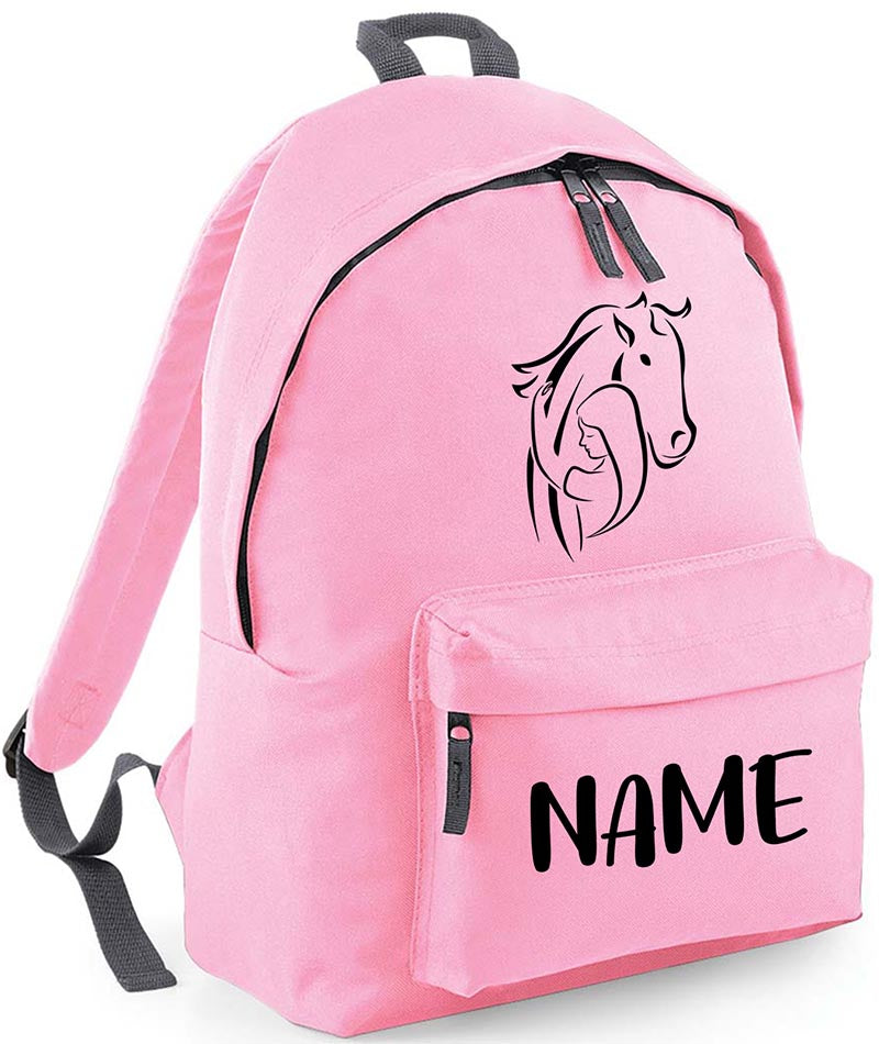 Personalised Equestrian School Backpack Bag Any Name Text Kids PE Kit Girls Boys Gift