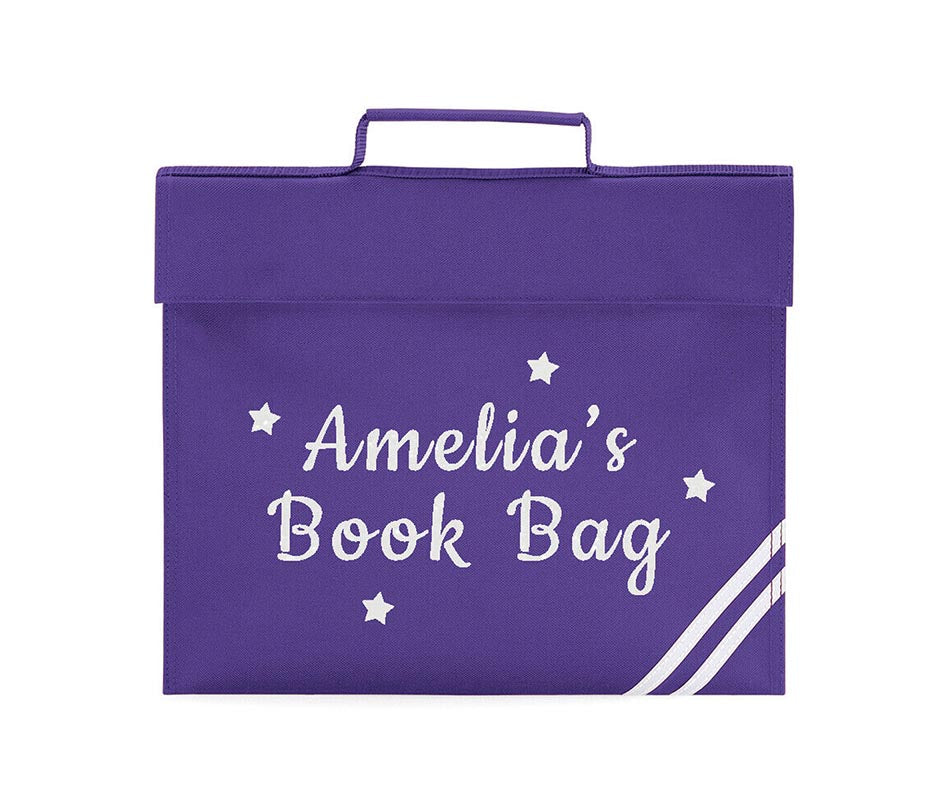 Personalised Book Bag Back To School Any Name Glitter Childrens Girls PE Gift