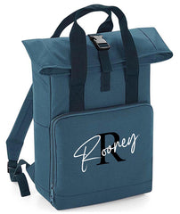 Personalised Backpack with Your Initial Name Twin Handle Roll-Top Backpack