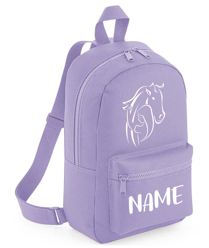 Personalised Girls Backpack Equestrian Bag Mini School PE Club Nursery Any Name Rucksack