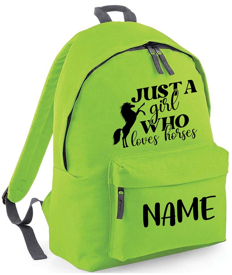 Personalised Equestrian School Backpack Bag Any Name Text Kids PE Kit Girls Boys Gift