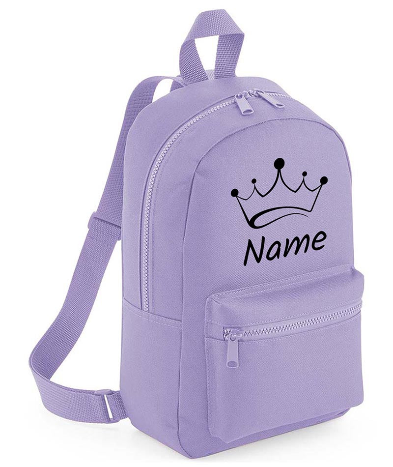 Personalised Girls Crown Backpack Bag Mini School PE Club Nursery Any Name Rucksack