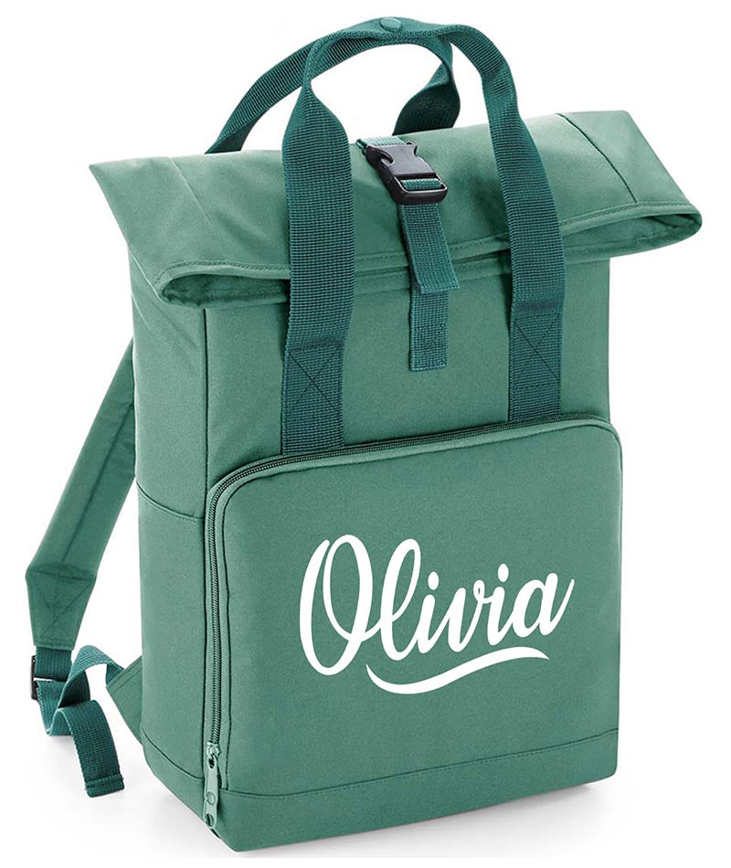 Personalised with Your Name Twin Handle Roll-Top Backpack