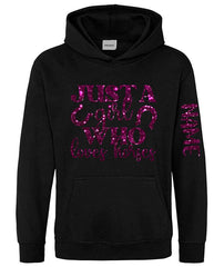 Personalised Equestrian Glitter Hoodie Custom Printed Name Girls Hoodies Jumper