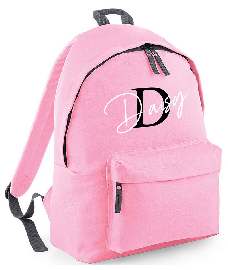 Personalised School Backpack Bag Initial Any Name Text Kids PE Kit Girls Boys Gift