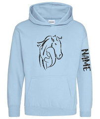 Personalised Equestrian Glitter Hoodie Custom Printed Name Girls Hoodies Jumper