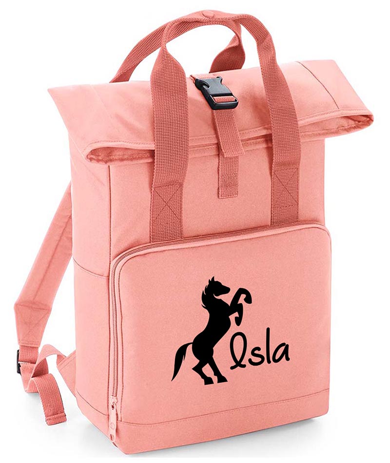 Personalised  Equestrian Backpack with Your Name Twin Handle Roll-Top Backpack