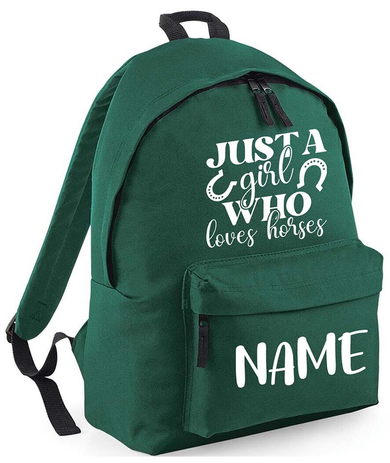 Personalised Equestrian School Backpack Bag Any Name Text Kids PE Kit Girls Boys Gift