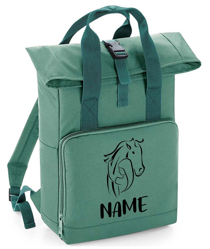 Personalised  Equestrian Backpack with Your Name Twin Handle Roll-Top Backpack